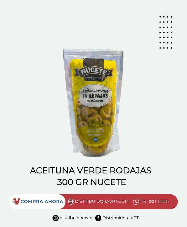 Aceituna Verde Rellena Nucete 300 Grs