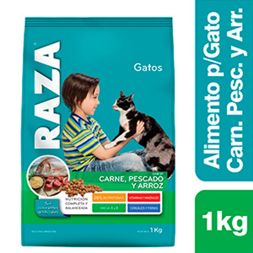 Alim.P/Gato Carne Pescado Arroz Raza 1 Kgr