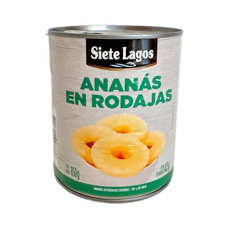 Anana En Almibar En Rodajas 7 Lagos 850 Grs