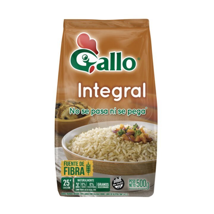 Arroz Integral Sin TACC P100%R Gallo 500 Grs