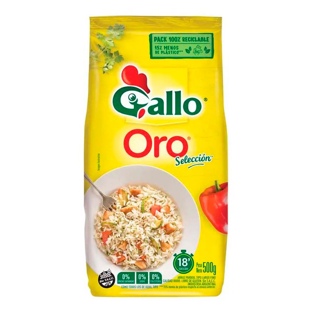 Arroz Largo Fino Pack100%Rec. Gallo 500 Grs