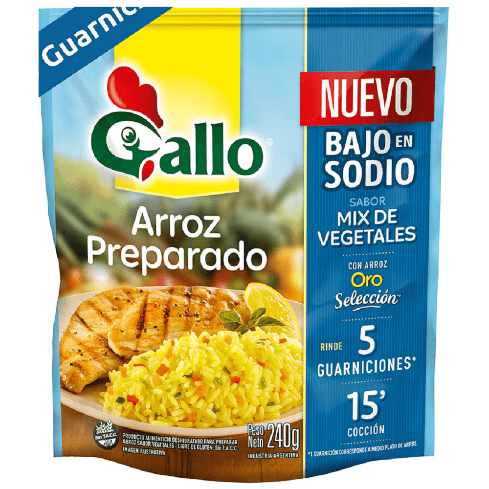 Arroz Preparado Mix Vegetales BajoSodio Gallo 240 Grs