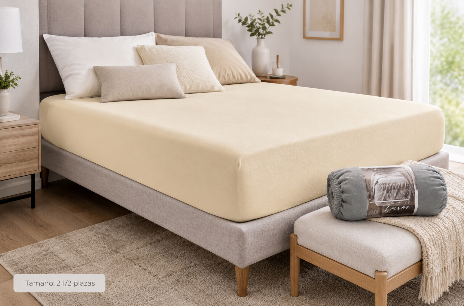 CUBRE SOMMIER TUSOR - 2 PLAZAS Y MEDIA