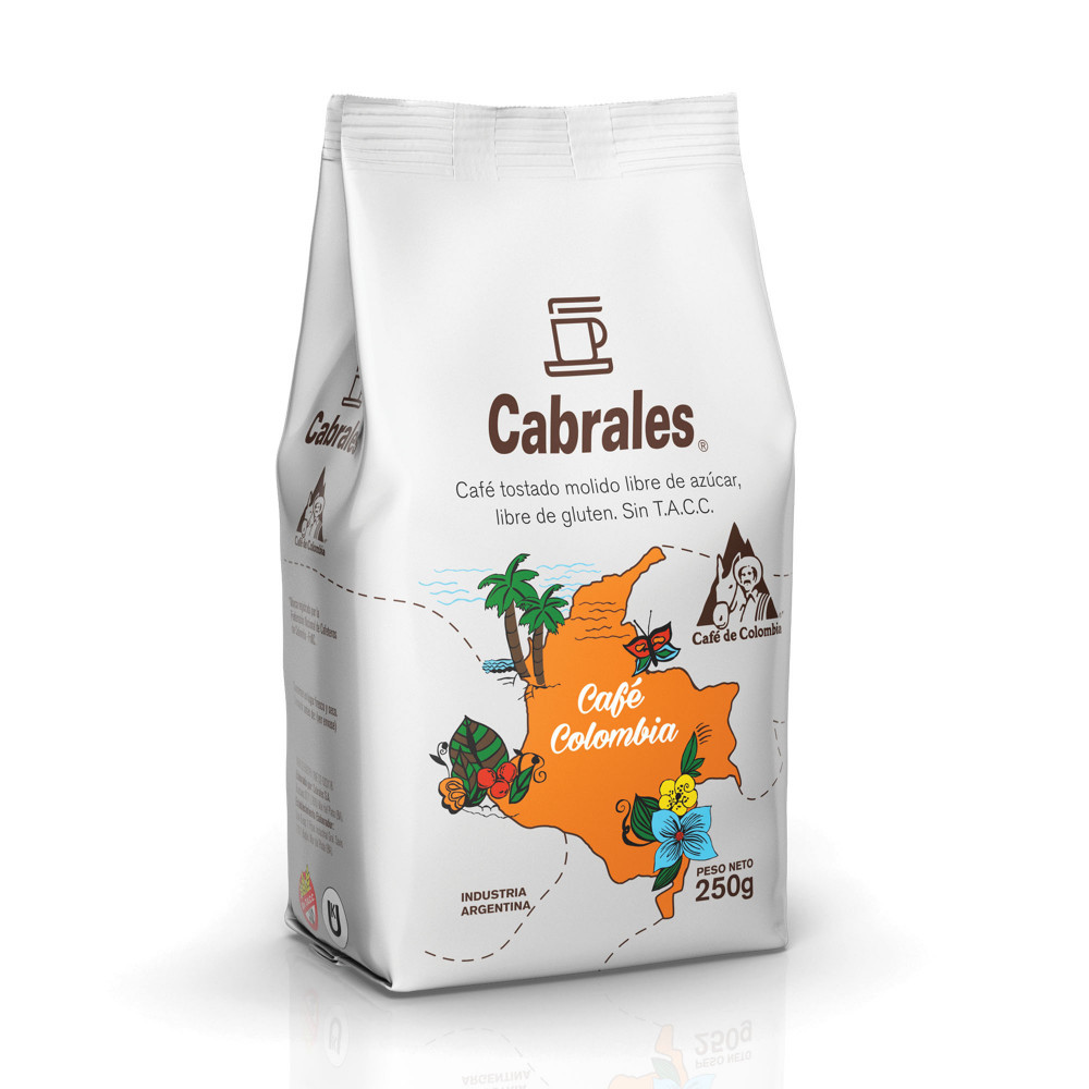 Cafe Colombia Molido Tostado Cabrales 250 Grs