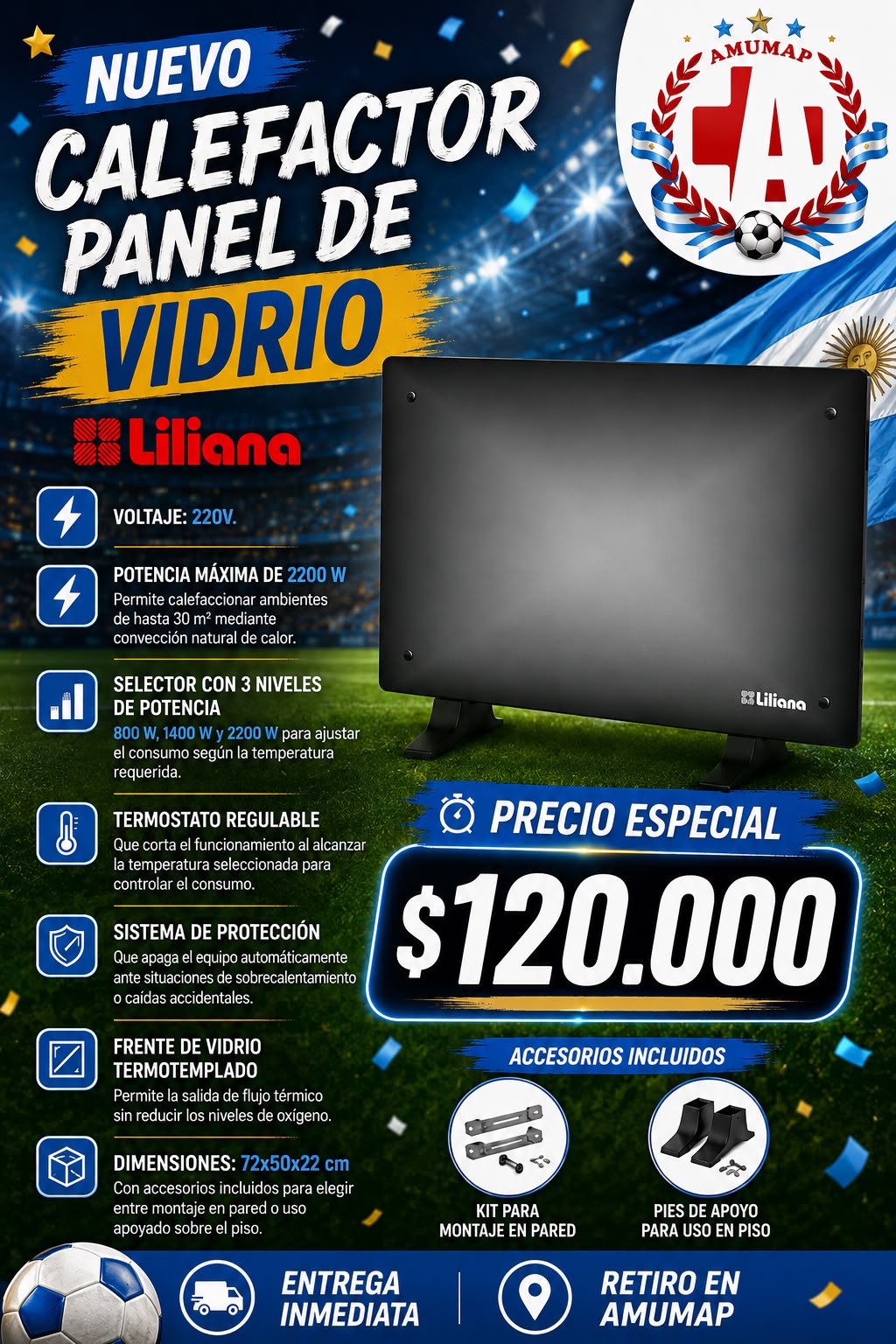 Calefactor Panel de Vidrio Liliana