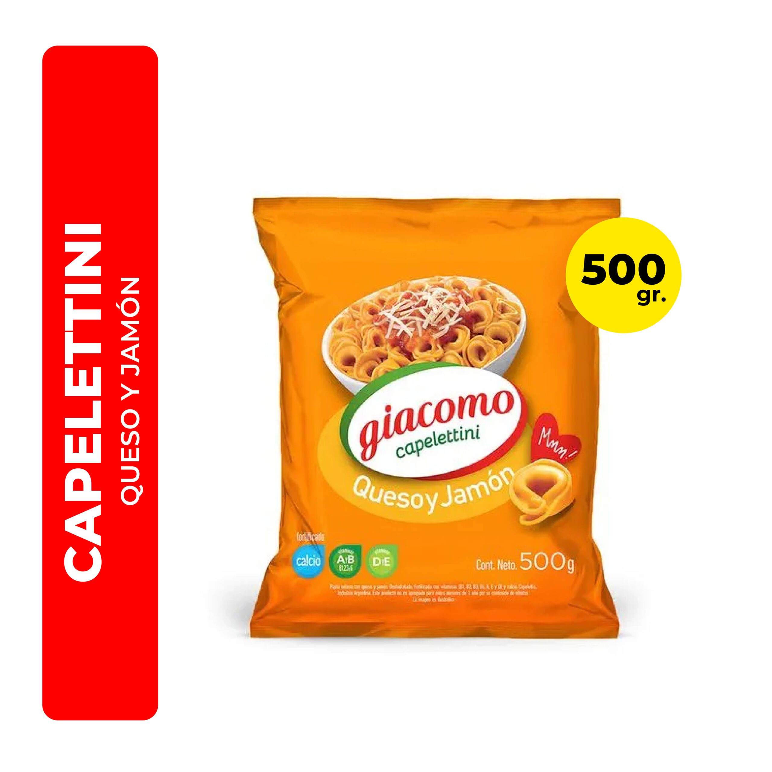 Capelettini de Jamon y Queso Giacomo 500 Grs