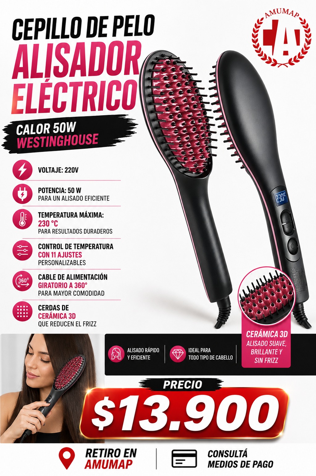 Cepillo de pelo - Alisador eléctrico