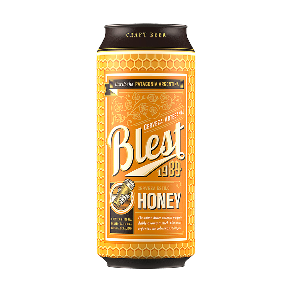 Cerveza Honey Lata Blest 473 cc