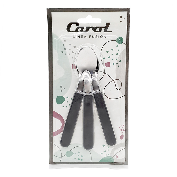 Cuchara Mango Plastico Negro x3 Carol 3 Un