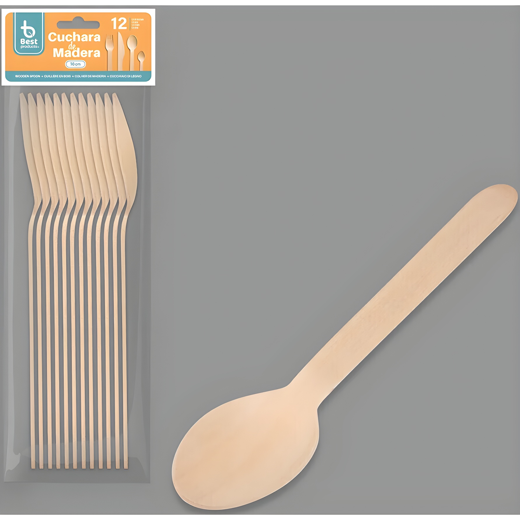 Cucharas de Madera 16cm GoBio 12 Un