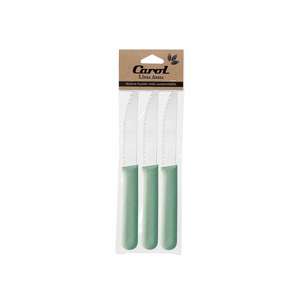 Cuchillo de Mesa Verde Areia x3 Carol 3 Un