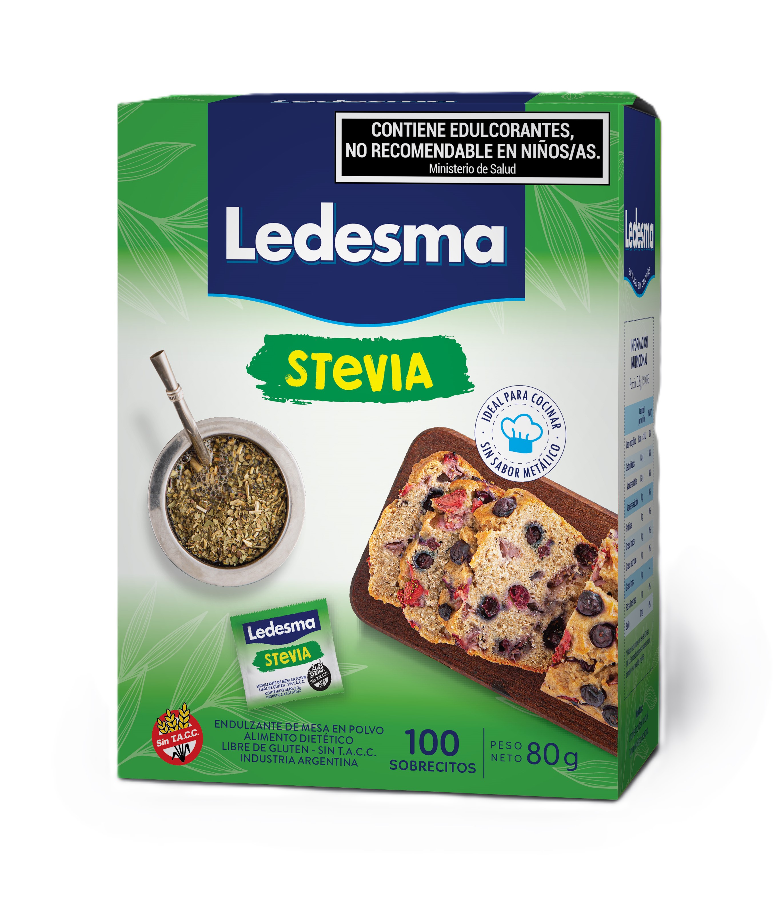 Edulcorante Stevia Sobres Ledesma 100 Un