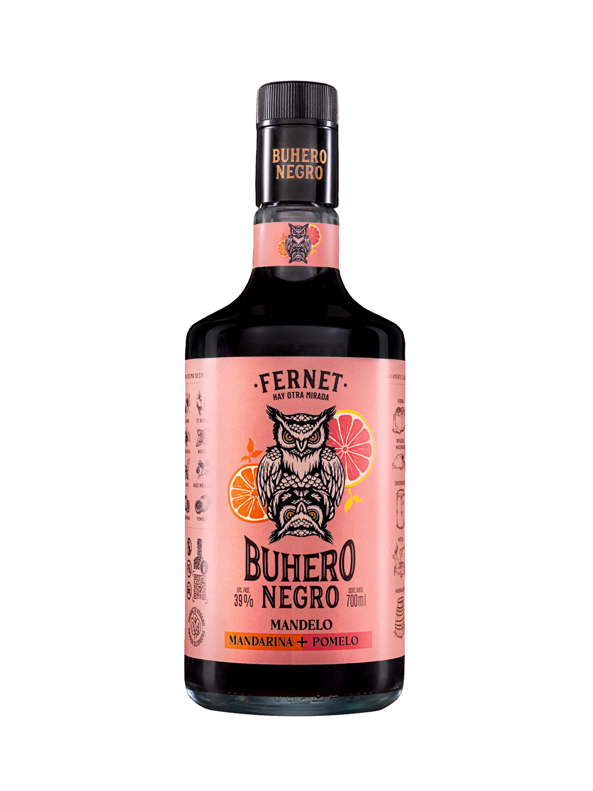 Fernet Mandelo Mandarina+Pomelo Buhero Negro 700 cc