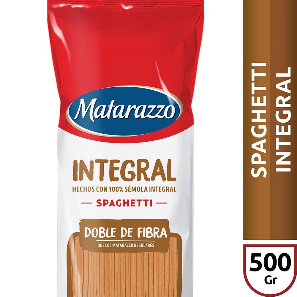 Fideos Integrales Spaghetti Doble Fibra Matarazzo 500 Grs