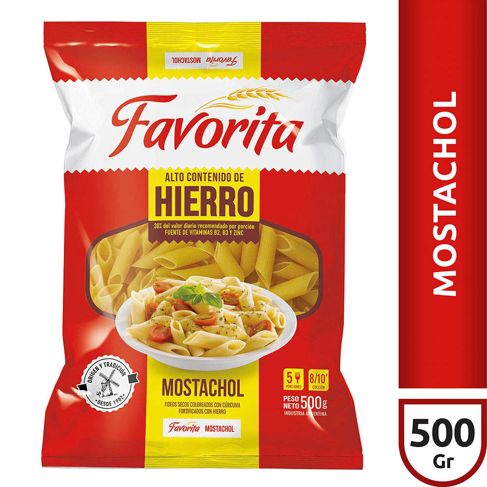 Fideos Mostacholes Favorita 500 Grs