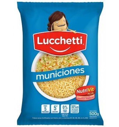 Fideos Municiones Lucchetti 500 Grs