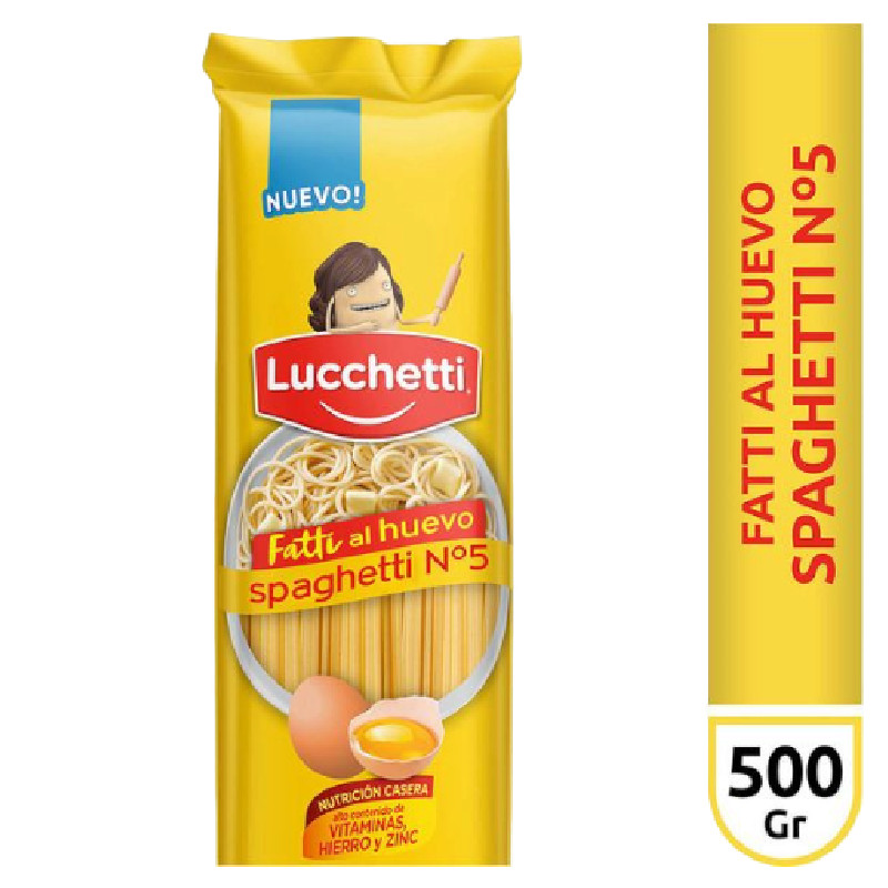 Fideos Spaghetti al Huevo N°5 Lucchetti 500 Grs