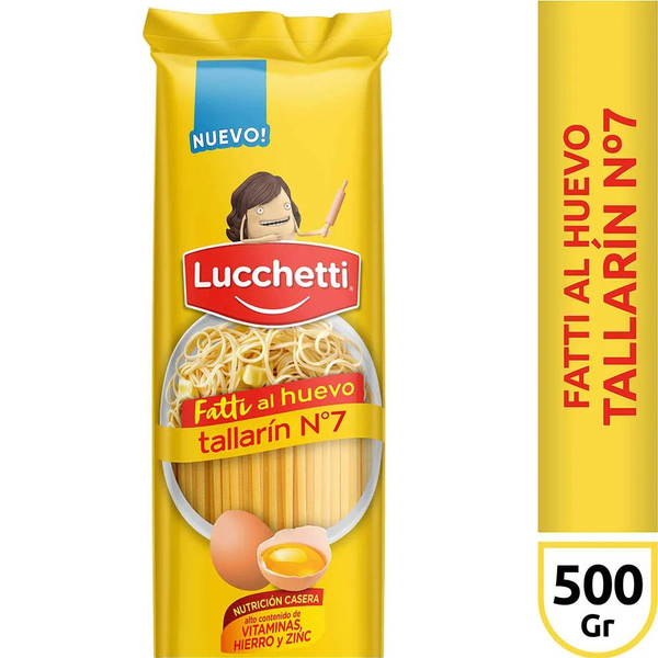 Fideos Tallarin al Huevo N°7 Lucchetti 500 Grs