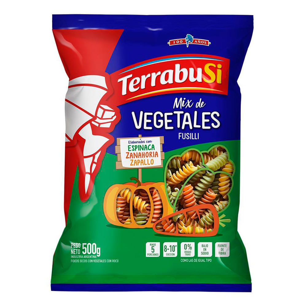 Fideos Tirabuzon/ Fusilli Mix de Vegeta Terrabusi 500 Grs