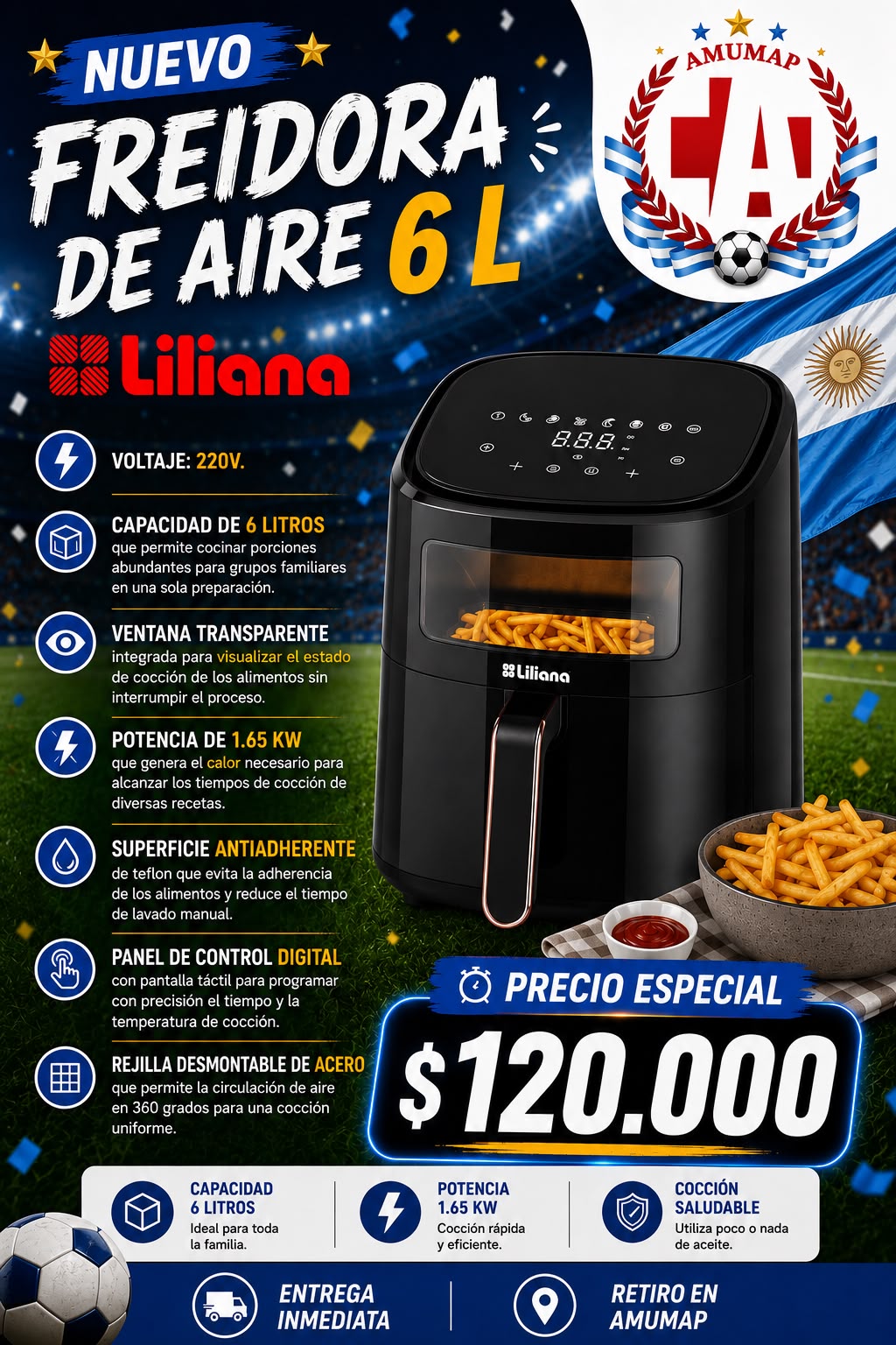 Freidora de aire 6L Liliana