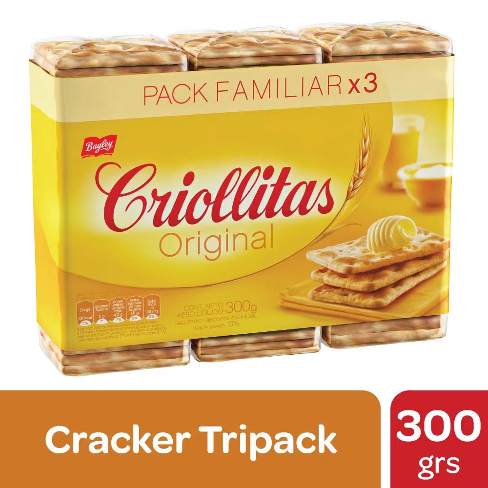 Galletitas de Agua Tri Pack Criollitas 300 Grs