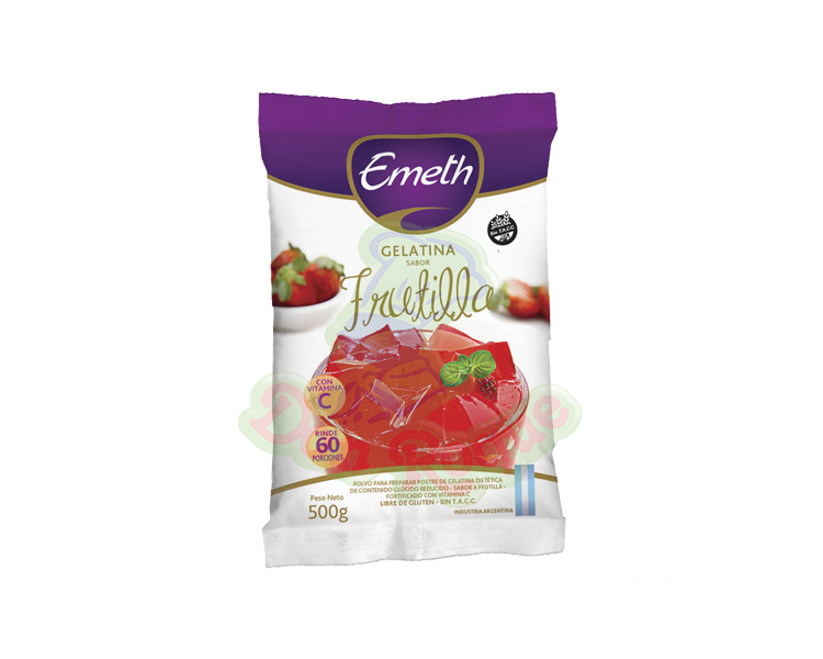Gelatina P/Preparar Frutilla Emeth 500 Grs