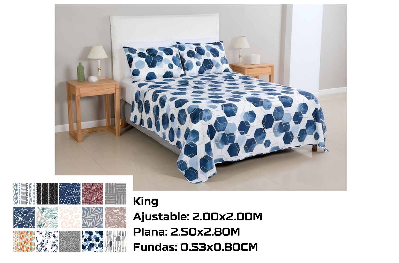 JUEGO DE SABANAS ESTAMPADAS 400H KING