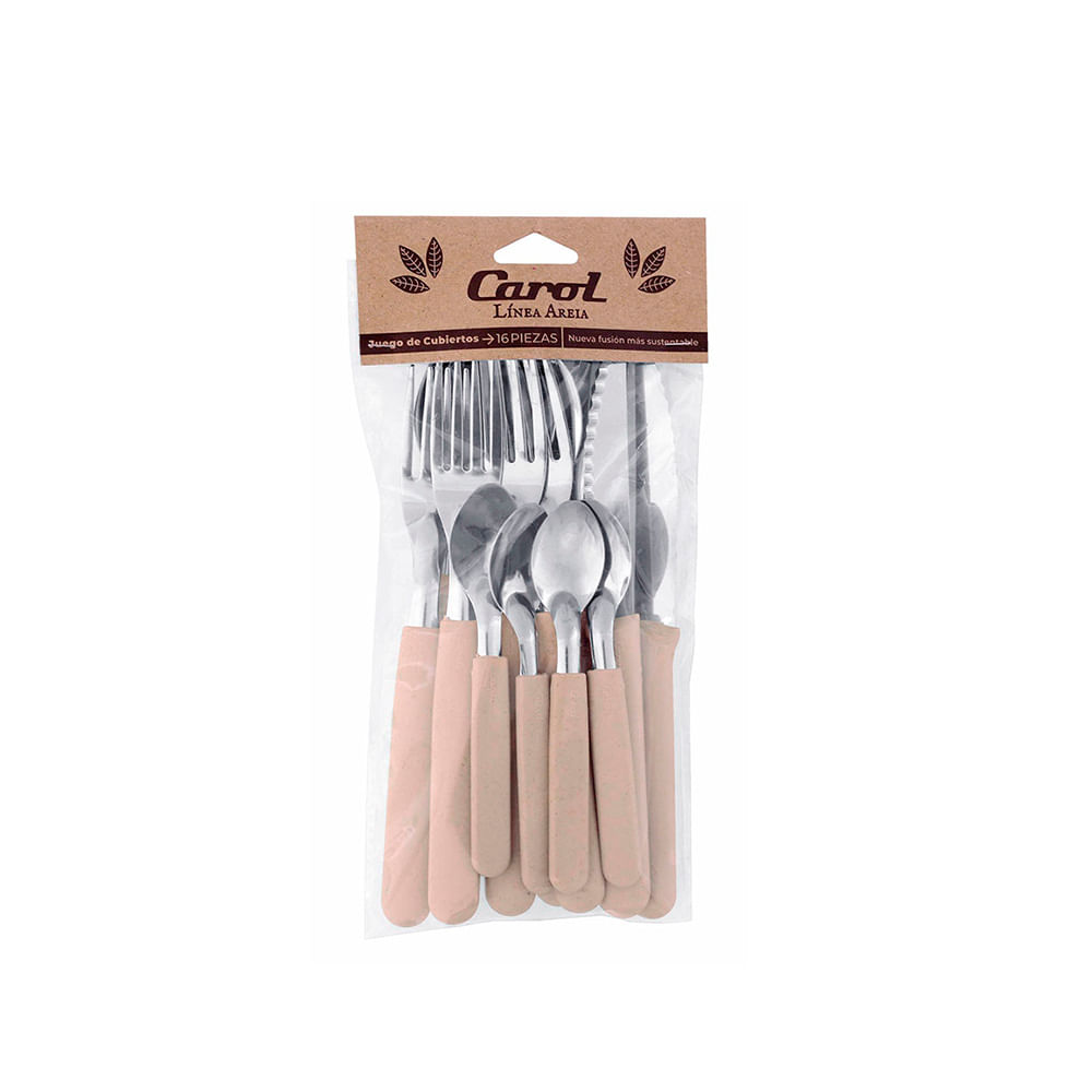 Juego de Cubiertos 16P Beige Areia Bols Carol 16 Un