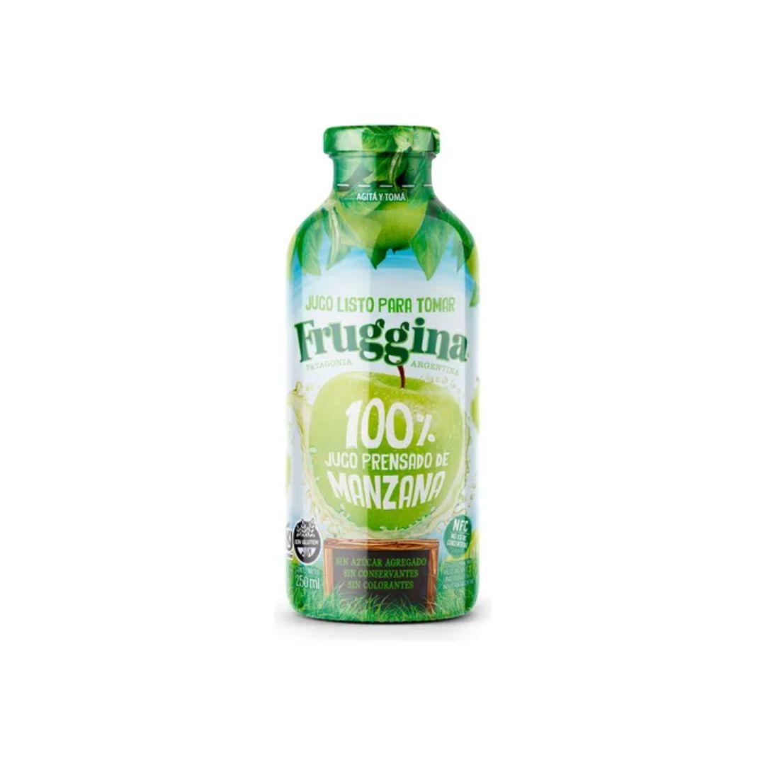Jugo Prensado 100% Manzana Bot. Fruggina 250 ml
