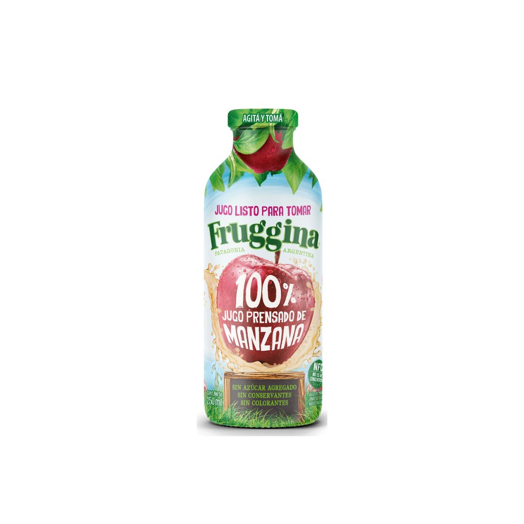 Jugo Prensado 100% Manzana Bot. Fruggina 910 ml