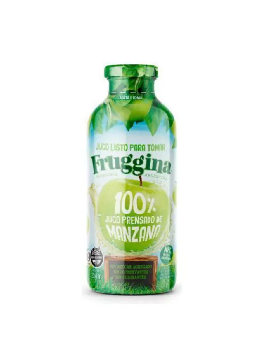 Jugo Prensado 100% Manzana Verde Bot. Fruggina 500 ml