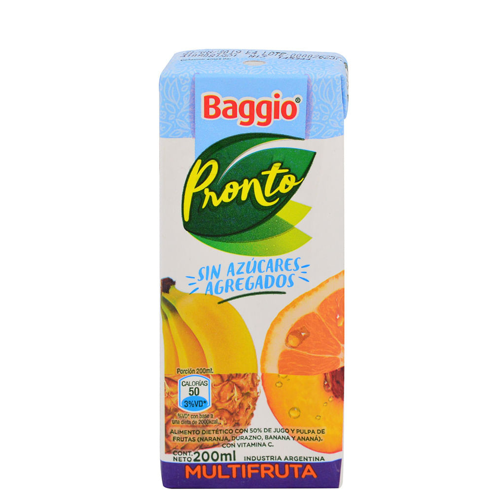 Jugo Pronto S/Azucar Durazno Baggio 1 Lts