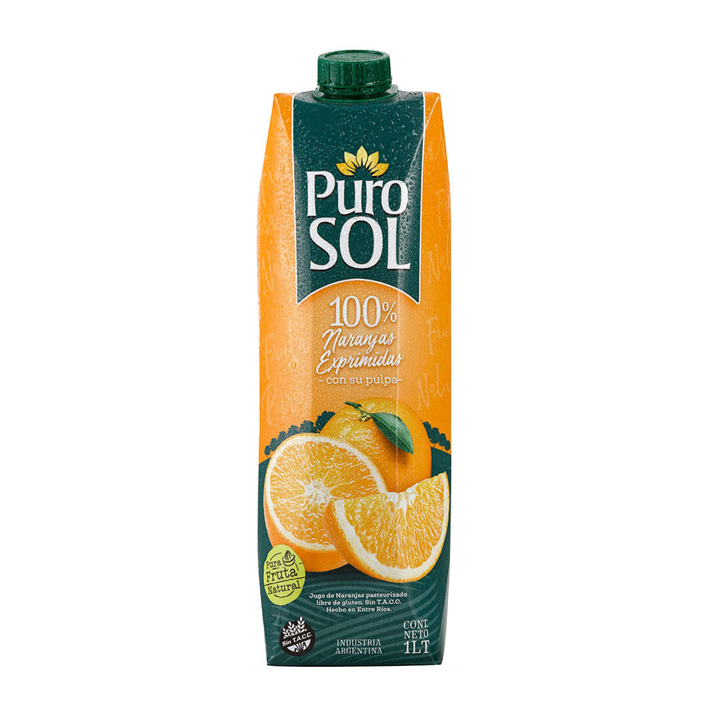 Jugo de Naranja 100% Puro Sol 1 Lts