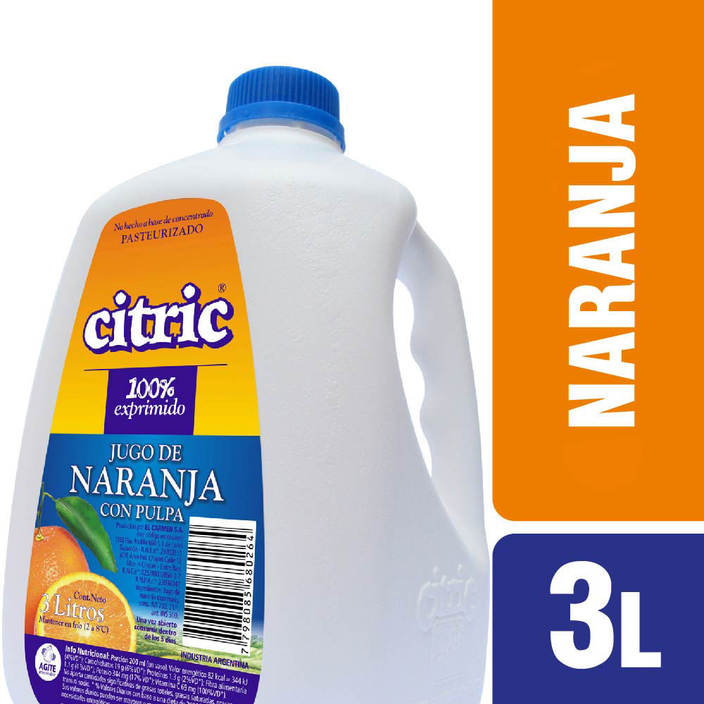 Jugo de Naranja Bidon Citric 3 Lts