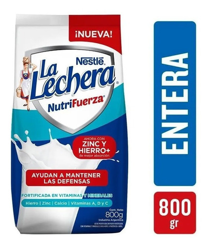 Leche en Polvo Entera NutriFuerza Sfpk La Lechera 800 Grs