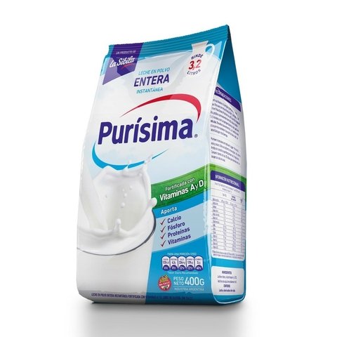 Leche en Polvo Entera Pouch Purisima 400 Grs