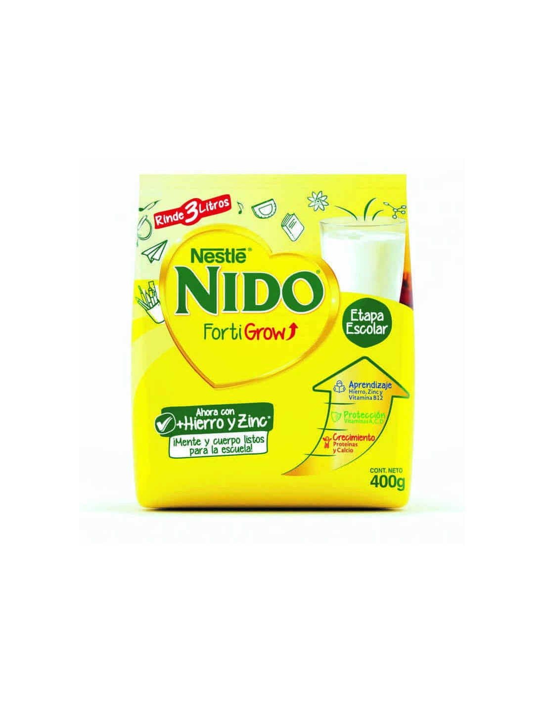 Leche en Polvo Fortigrow C/Prebioticos Nido 370 Grs