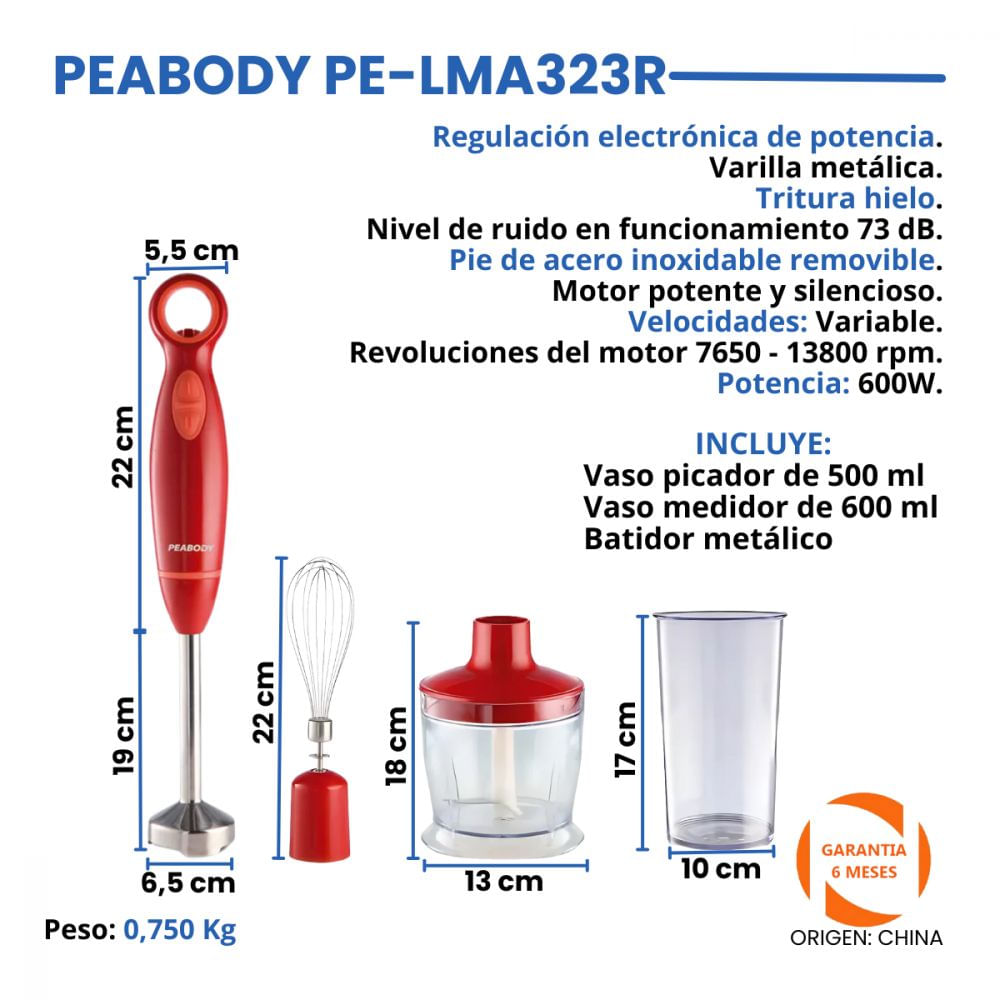 Licuadora de Mano Blanca Peabody Un