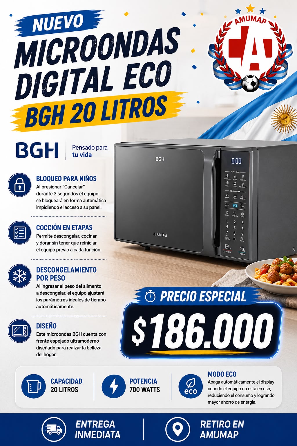 Microondas Digital Eco BGH 20L