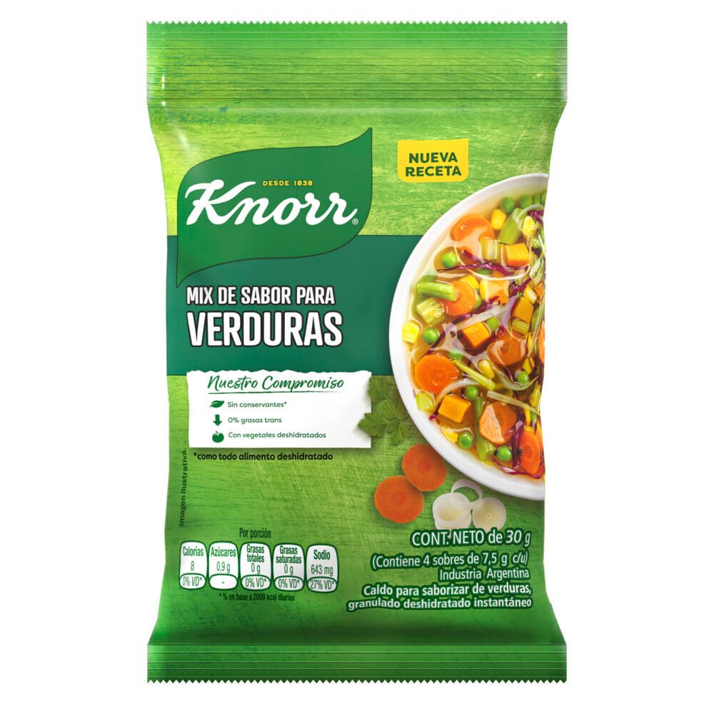 Mix de Sabor Verduras 92% Menos Sodio Knorr 4 Un