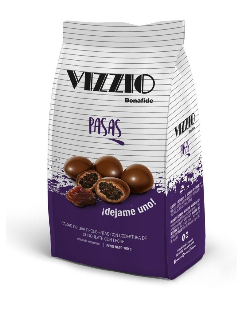 Pasas de Uva Bañadas C/Chocolate Vizzio 100 Grs