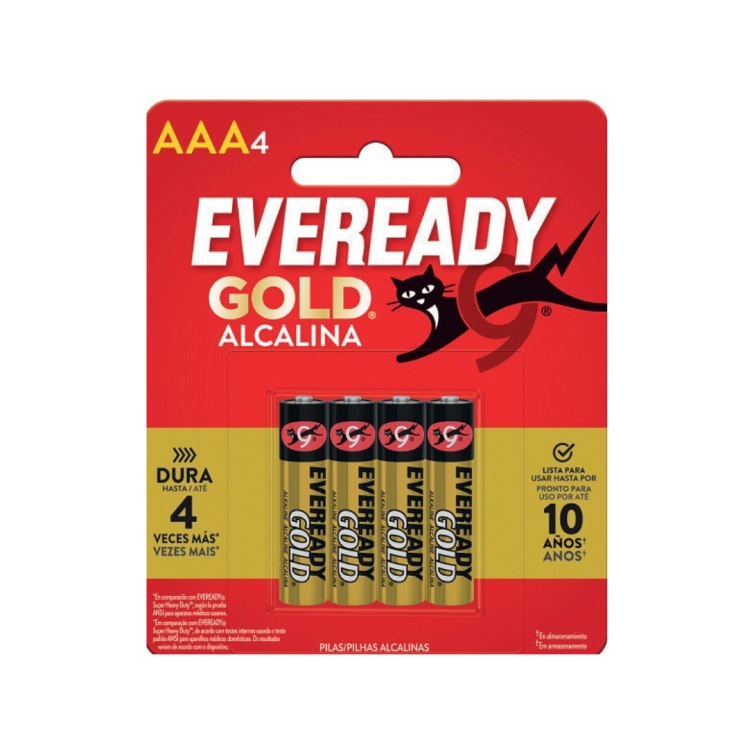 Pilas Alcalina Gold AAA BP4 Eveready 4 Un