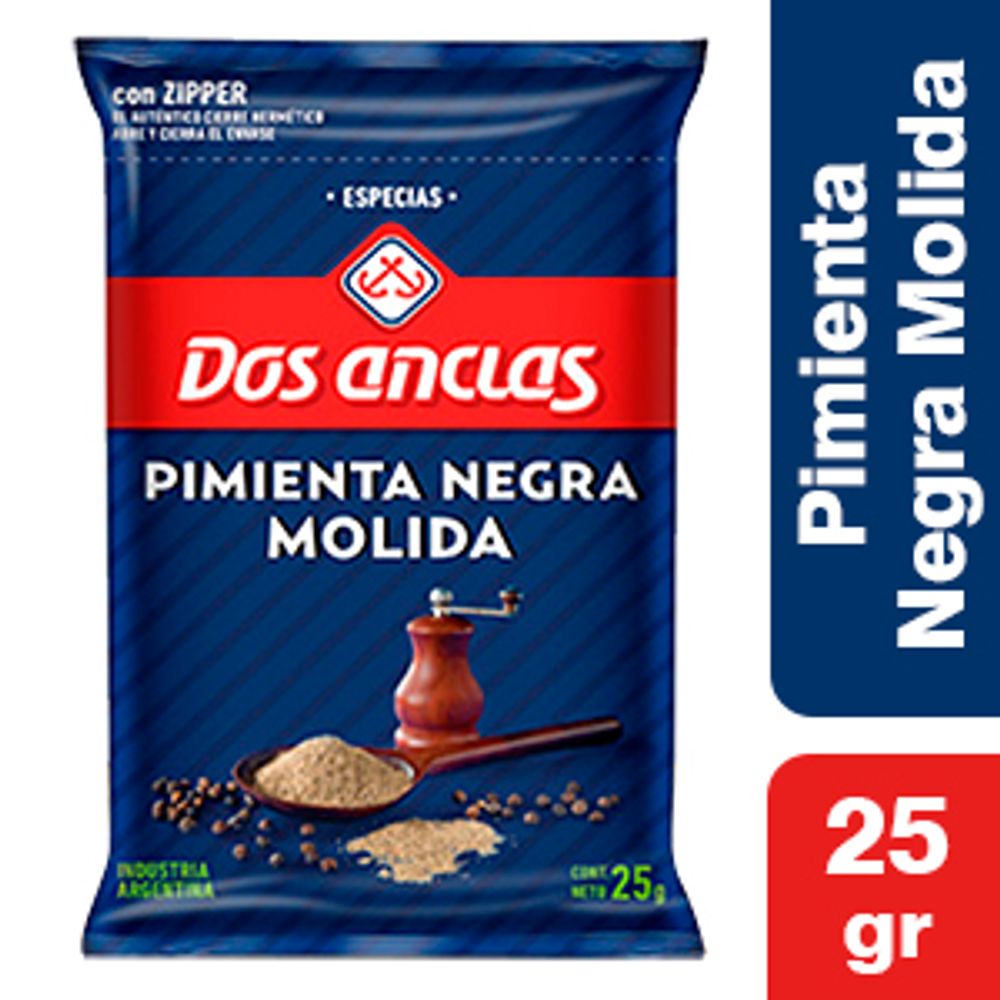 Pimienta Negra Molida Dos Anclas 25 Grs