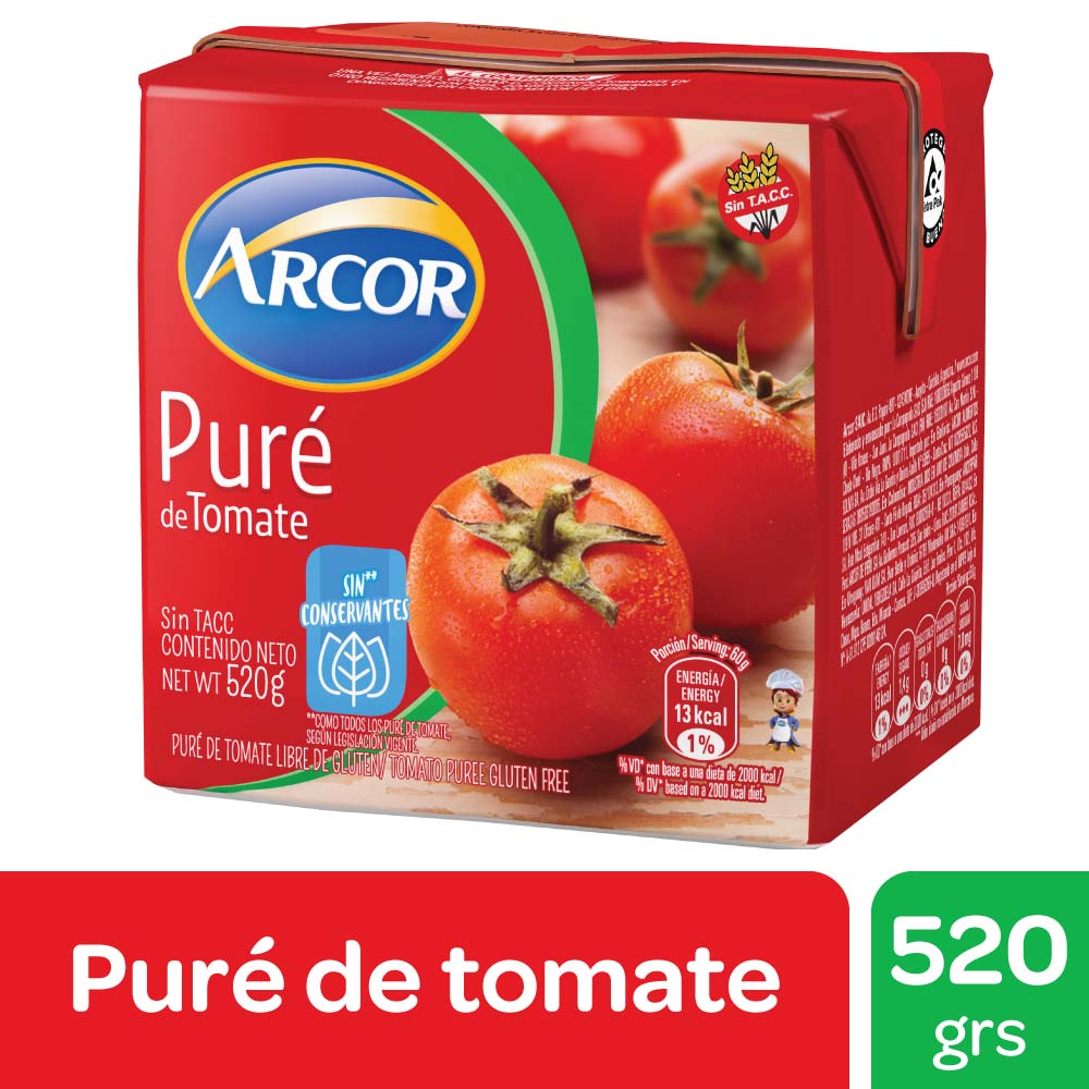 Pure de Tomate TetraBrick Arcor 520 Grs