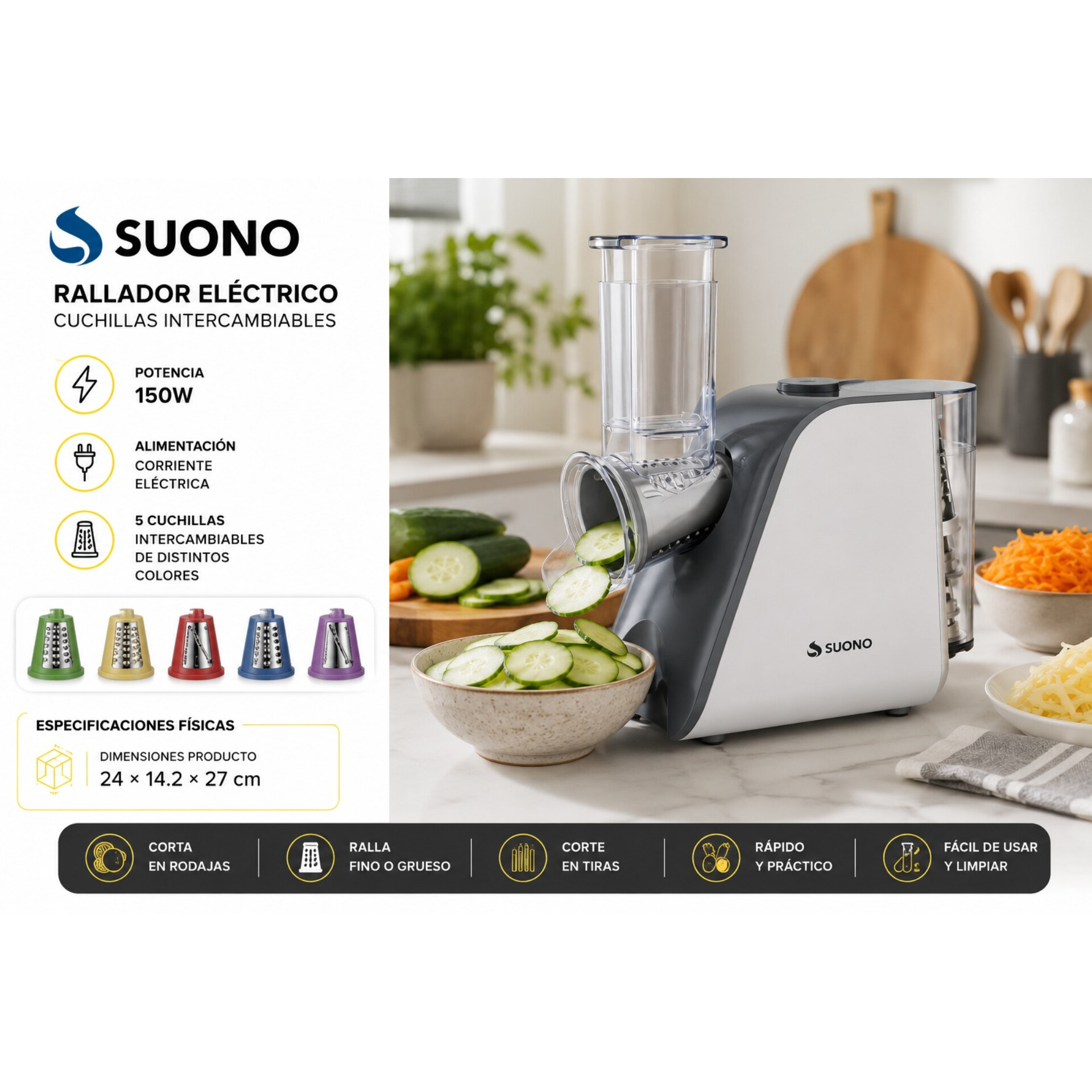 RALLADOR ELECTRICO VERDURAS SUONO