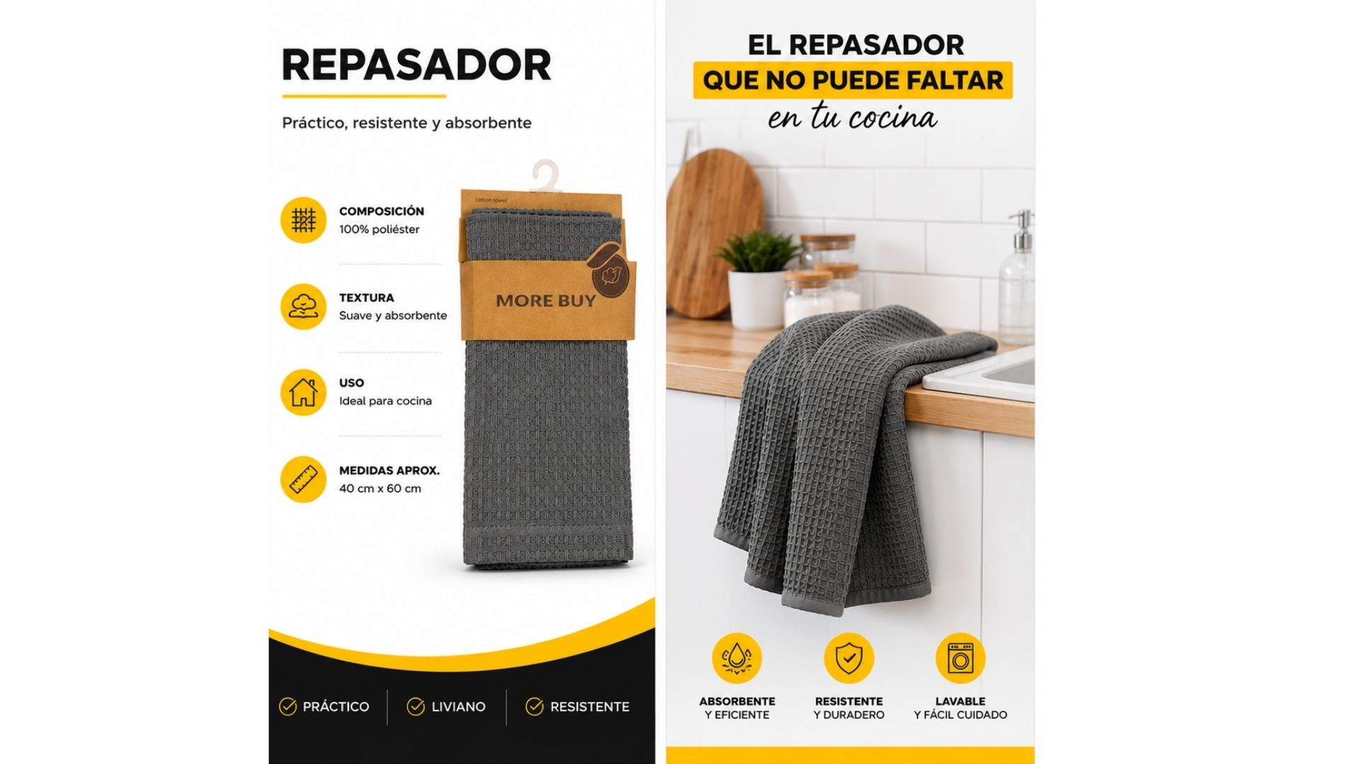 REPASADOR 40cmX70cm - COCINA X1PCS
