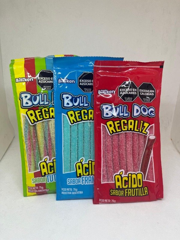 Regaliz Acido Frambuesa Bull Dog 75 Grs