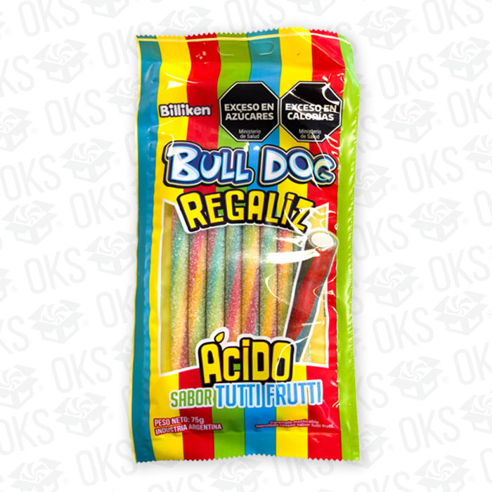 Regaliz Acido Tutti Frutti Bull Dog 75 Grs