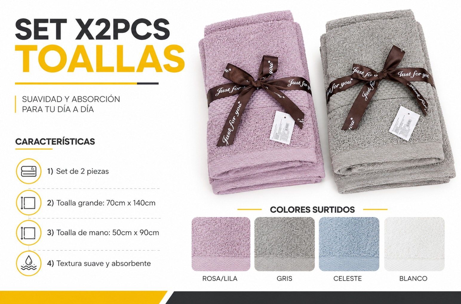 SET DE TOALLA + TOALLON