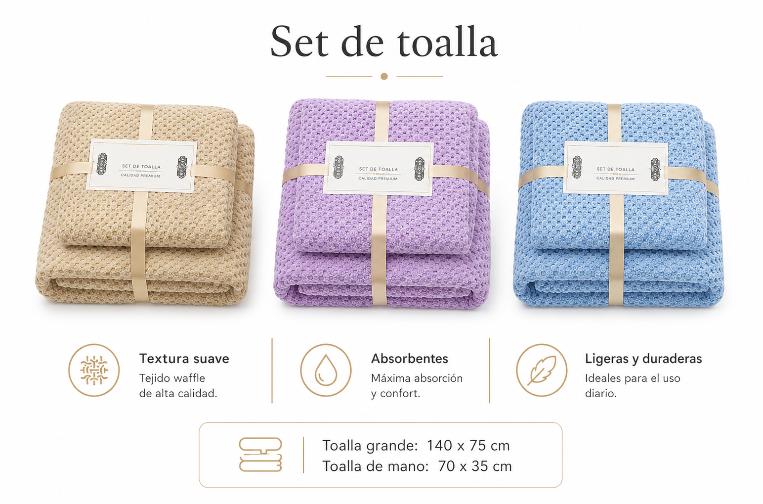 SET TOALLA Y TOALLON SECADO RAPIDO
